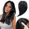 Elailite Haarteil Echthaar Topper, Clip in Frauen Toupet Schwarz, Seide Basis Clip in Extensions Haarverlängerung, 130% Dichte Remy Silk Base, glatt (35cm 45g)