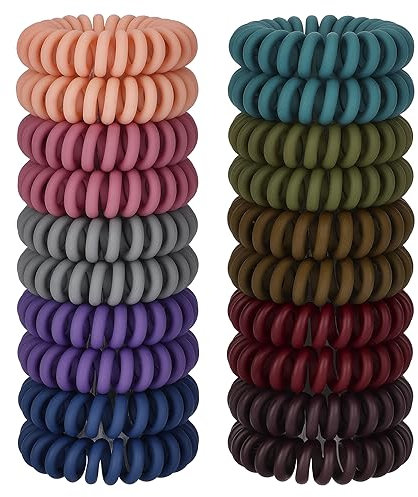 JessLab 20 Pcs Spiral Hair Ties, Plastic Hair Coil Bands, No Damage Waterproof Plastic Spiral Ponytail Holder Hair Bands for Women Girls Hair Accessories