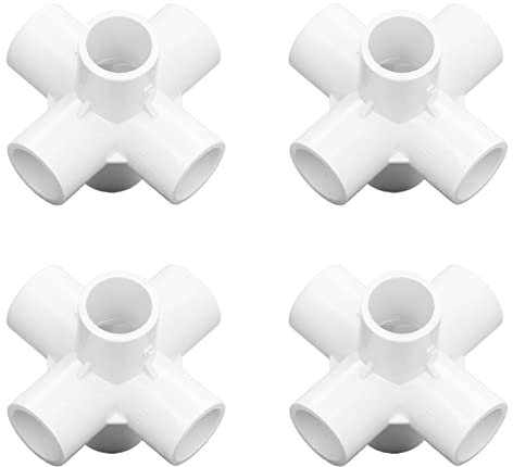 10Pcs PVC Pipe Fittings Plastic 6 Way Pipe Fittings,PVC Pipe Connector 90 Degree Elbow Corner Fittings 20mmInnerDiameter Pipe Joint for Furniture Greenhouse Shed Pipe (White)