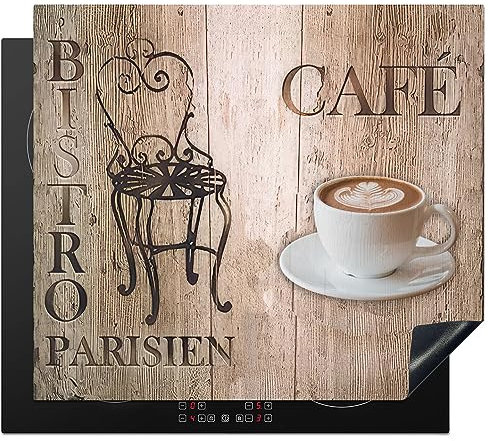KitchenYeah© Protege Couvre Plaque De Cuisson Décoration Cuisine Tapis Protection Protecteur Induction 59x52 cm Bistro Parisien - Café - Café - Vendanges - 59x52 cm