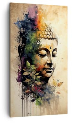 Bilder auf Leinwand Buddha Meditation Indien Leinwandbild mit Rahmen 45x80cm Wandbilder Dekoration Wohnzimmer Schlafzimmer Küche Deko Klein Wanddeko Bild Wand Kunstdruck Art Wall Canvas PA45x80-6188