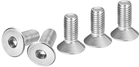 DTGN Viti a Testa Cilindrica Esagonale M10-1.5 x 25mm, 10Pz, in Acciaio Inossidabile 304, Viti a Testa Piatta con Esagono Incassato, Filettatura Completa, Bulloni Svasati