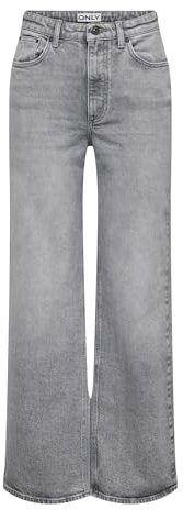 ONLY Onljuicy Hw Wide Leg Rea707 DNM Noos, Medium Grey Denim, 26W x 30L