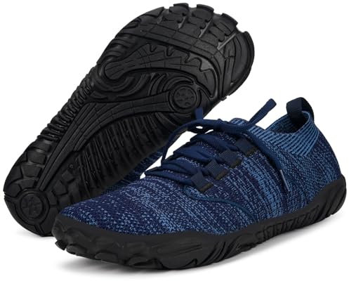 Barefoot Shoes Minimalistes Homme Femme Chaussures de Trail Running Jogging Randonnée Respirant Mesh Larges Pieds Nus entraînement Baskets,Bleu,38 EU