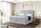 MEBLINI Boxspringbett mit Bettkasten - Gepolstert Doppelbett mit Matratze und Topper - Polsterbett mit Stauraum - Bett mit Kopfteil - Stauraumbett - Kai - 200x220 - H3/Hellgrau Samt