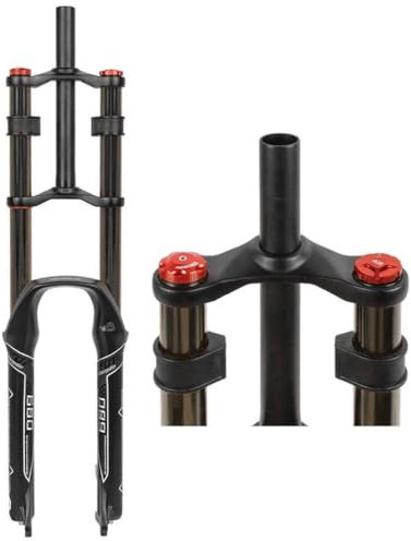 Forcella pneumatica MTB 26 27,5 29 pollici Forcella ammortizzata per mountain bike Corsa 130 mm Doppia spalla Blocco manuale Regolazione estensione 28,6 mm Forcella anteriore dritta Lega di alluminio