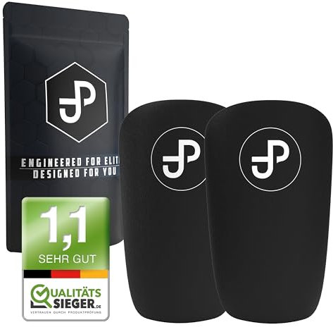 JDP Premium Schienbeinschoner, Individuell anpassbare Schienbeinschoner Fußball Herren, Mini Schienbeinschoner 15x10cm, kleine Schienbeinschoner Kinder, Fussball Schienbeinschoner Damen schwarz