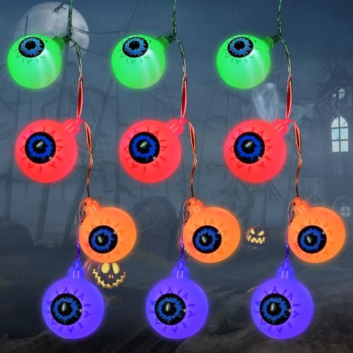Luci Stringa Halloween,Lampada a bulbo oculare Halloween,Catena Luminosa a Sfera Colorata,LED Bulbo Oculare Halloween,Halloween Decorazioni di Luci Stringa per Feste,Casa Stregata Decor