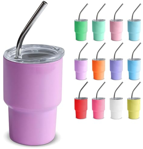Mini-Schnapsglas mit Strohhalm und Deckel, 200 ml, niedliche, isolierte Schnapsbecher aus Edelstahl für Espresso, Kaffee, Spirituosen, Hochzeit, Party, Camping, Outdoor, Karneval, Oktoberfest,