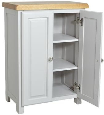GROFurniture Shoe Cabinet, Hallway Storage Unit, Oak Cupboard Organiser with shelf, Wooden Shoe Rack Storage Cabinet, Kitchen Cupboard, Hallway or Living Room Furniture (Grey)