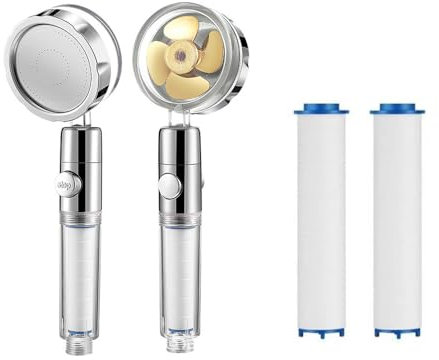 boon natural pommeau de douche filtrant écologique coton Pomme de douche haute pression avec hélice, filtre intégré et régulateur de débit - Économie d'eau et confort optimal