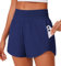 PINSPARK Damen Sporthose Kurz Jogginghose Frühling Sport Shorts Trainingshose High Waist Athletik Kurze Hose Leicht Laufen Gym Bermuda Shorts Blau m