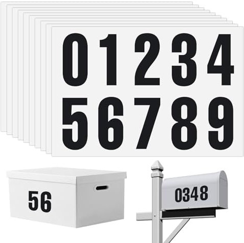 100 Piezas Numeros Adhesivos, Impermeables Pegatinas Numeros Adhesivos, 10 cm Pegatinas Numeros para Buzones, Vinilo Reflectante Negro Pegatinas de Numeros,Pegatinas de Números 0-9 para Buzones