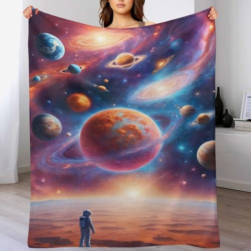 AAPZY Planet Flanell Fleece Decke, Kuscheldecken, Superweiche Leichte Flannel 3D Für Couch Bett Flauschige Wohndecke (100×130cm)
