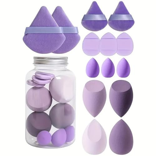 FVPKYUR 14 Pièces Éponge De Maquillage Set, Beauty Bl-ender Set, Kit Éponges De Maquillage Et Houpettes, Éponge De Beauté Douce, Mélangeur D'éponges De Maquillage, Make-up Pour Femme
