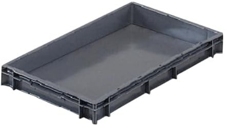 Grey Solid Stacking Container Small, 600x400x75mm | Securely stacks to save storage space while keeping commercial kitchens, warehouses and catering venues tidy.