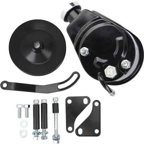 Pompe de direction électrique Gearwell, pompe d'assistance hydraulique avec poulie de rainure unique, compatible avec le style Saginaw, pompe du système de direction avec support (Schwarz)