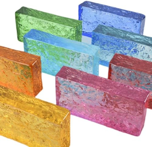 LXHELIVERY Hochtransparente Glasbausteine, Massiver Glasbaustein, 1 Stück – Lichtdurchlässigkeit Und Sichtschutz Für Bars, Hotels, Schlafzimmer, Wohnzimmer, Trennwände(Gelb)