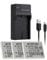 3 Pack Canon NB-4L Camera Battery Charger Set, 3.7V Li-ion 1200mAh Batteries, USB Charging Cable