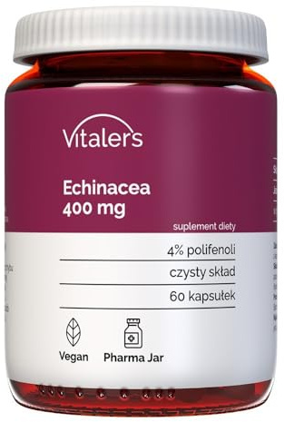 Vitaler's Echinacea 400 mg – 60 Kapseln, Vegan, 2 Monate Nahrungsergänzung, ohne Konservierungsstoffe, reine Zusammensetzung