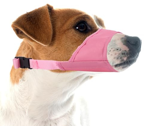 Maulkorb für Kleine Hunde, Bequemer Verstellbarer Anti-Beiß-Maulkorb Welpen-Mundschutz für Chihuahua Pudel Fellpflege Tierarztbesuche Verhindert Beißen Kauen und Bellen (Pink)