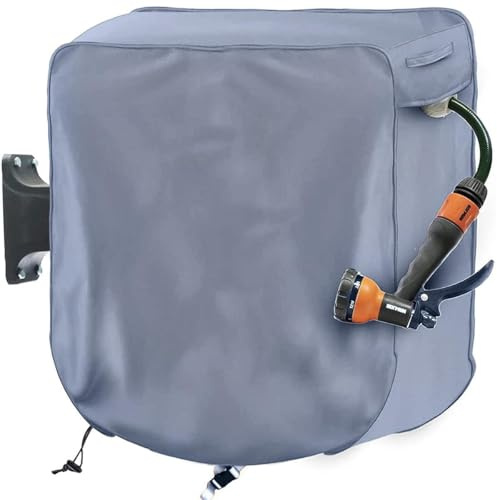 zalati Housse De Protection Pour Enrouleur De Tuyau D'arrosage, Tissu Oxford, Rétractable, Accessoires D'extérieur Imperméables, 420D, Gris