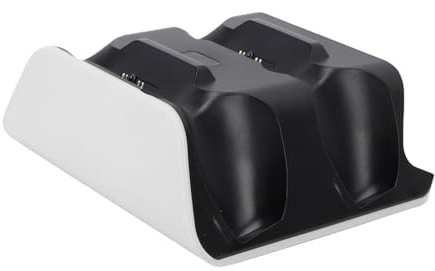 XUMIUZIY Ladestation für PS 5 Dual Sense/Edge Controller, Schnelles Dual Controller Ladedock mit LED Indikator, Speicherständerfunktion, USB Kabel (weiß schwarz)