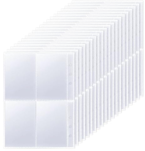 Vbxvsa 30 Stück A5 Fotohüllen, 4-Fach Klarsichthüllen Matt für Sammelalben, Photocard Binder Insert Seiten für Fotos, Karten, Postkarten, Mit 6 Ringen Kompatibel (6.6 * 9.3cm)