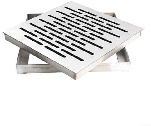 Caniveau Exterieur de Sol en Acier Inoxydable, Grille Caniveau Métallique, Couvercle de Regard Invisible avec Cadre, Convient aux Jardins, Cuisines(40x40x3cm/16x16x1.2in)