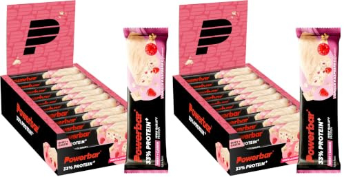 Powerbar 33% Protein Plus Vanilla Raspberry 10x90g - High Protein Bar + Whey and Casein Protein (Pack of 2)
