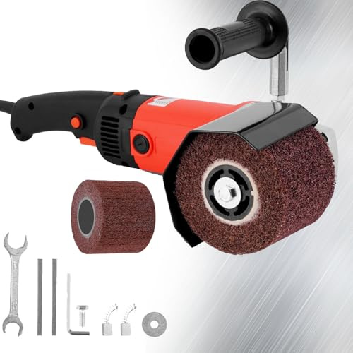 1400W Electric Drum Sander,Electric Burnishing Tool Machine with 2 Wheels, 8 Variable Speed Metal Wheel Sander Polisher, for Wood, Tile, Stainless Steel