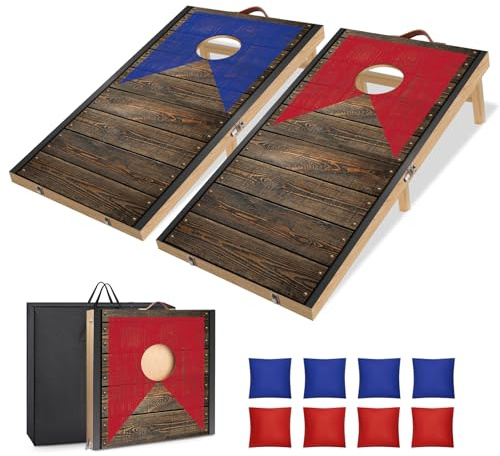 NZQXJXZ Set da Gioco per Cornhole in Legno Massello per Adulti e Famiglia