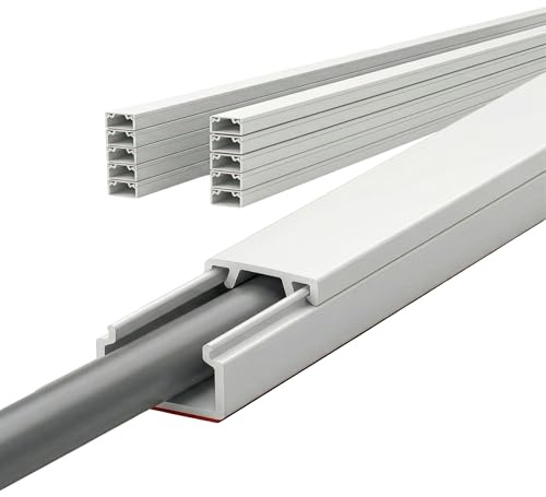 KARAT Kabelkanal weiß selbstklebend - 1m - 10 STK. - 20x10 mm - Schaumklebeband fertig für Montage an der Wand - (Oskar 20x10mm)