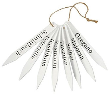 Bellaflor Kräuterstecker/Holz / 8 Stück/Stecker für Küchenkräuter mit Aufschrift