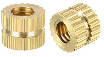 sourcing map 50 Stück Rändelschrauben Einschraubmuttern M4 x 5mm(L) x 6mm(OD) Messing