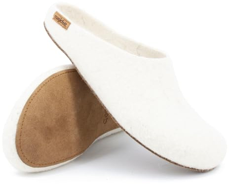 Magicfelt Filz-Hausschuh 713 - Damen & Herren Pantoffeln aus 100% Schurwolle Moorschnucke Weiß, 37