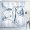ABAKUHAUS Hiver Rideau de Douche, Paysage de Montagnes enneigées, Tissu Ensemble de Décor de Salle de Bain avec Crochets, 175 cm x 180 cm, Sombre Essence Bleu Blanc