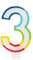 Vibrant Rainbow Border Number 3 Birthday Candle (7cm x 12cm) - Stunning Multi-Colored Party Decor - Uniquely Crafted for Celebratory Milestones - 1 Pc