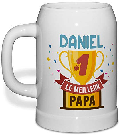 LolaPix Chope à bière personnalisée avec Votre Photo, Image, nom ou Texte. Divers modèles Cadeau Original pour Papa. Coupe Papa