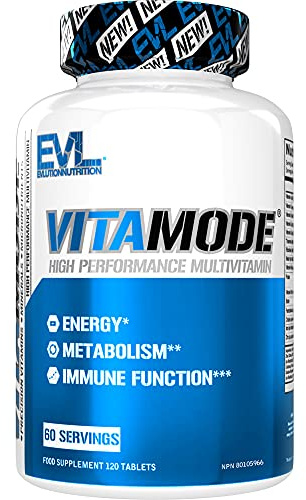 Evlution Nutrition VITAMODE Men’s High-Performance Daily Multivitamin, Full Spectrum Vitamins & Minerals, Vitamin C & D, Zinc, Antioxidants, 120 Tablets, 60 Days