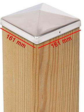 2 x PFOSTENKAPPE PYRAMIDE 161 x 161 MM EDELSTAHL
