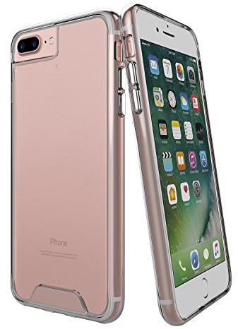 PIXFAB Compatible with Apple iPhone 7 Plus/iPhone 8 Plus (5.5) Space Clear [Military Drop Tested] PC Hard Back TPU Bumper Impact Resistant Protection Technology Phone Case Cover + 9H Tempered Glass