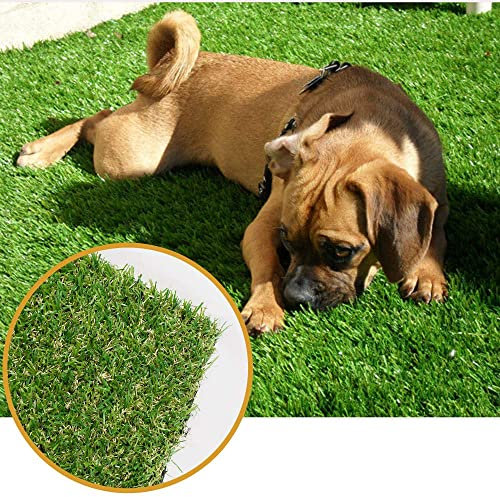 Griclner Kunstrasen 2,2 cm realistische Kunstrasen-Matte, für drinnen und draußen, Garten, Rasenlandschaft für Haustiere, künstlicher Rasenteppich mit Abflusslöchern 5FTx8FT