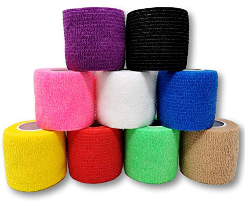 9er-Set Verbandsmaterial Selbsthaftend - Haftbandage 5cm x 4,5m - Wundverband Steril Wasserfest - Tierbandage Elastisch (Farbmix)