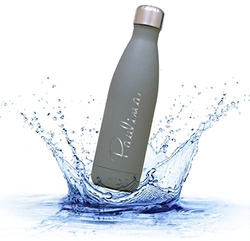 Sprengers – Personalisierbare Trinkflasche aus Edelstahl – auslaufsichere & thermoisolierte Wasserflasche hält Getränke bis zu 18 Stunden warm oder kalt – Gravur mit Namen und Motiv (grau, 0,5 l)