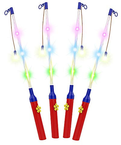 WD&CD 4 STÜCK Laternenstab LED Laternenstab Elektronischer für St Martin Halloween Zauberstäbe Party Kostümpartys