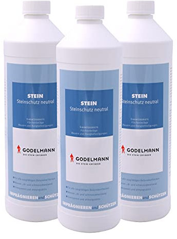 3 x GODELMANN Steinimprägnierung außen | imprägniert Betonsteine, Pflastersteine & Terrassenplatten | Langanhaltende Steinversiegelung & Steinschutz | 3,0 l