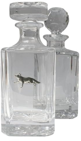 Fox Running Cut Crystal Glass Decanter & Golf Ball Style Stopper 142
