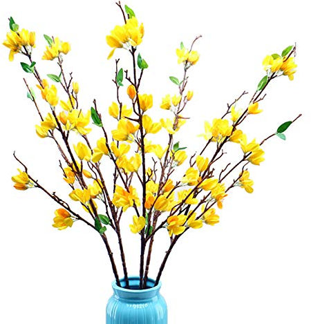 INIFLM Kunstblumenstrauß aus Kunstblumen, 94 cm langstielig, Winter-Jasmin, hohe künstliche Einzelzweige, handgefertigte Seidenblumenstrauß für Hochzeit, Zuhause, Party, Hof-Dekoration, 5 Stück