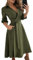 ORANDESIGNE Robe été Femme Manches Longues élégante Col en V à Pois Décontractée Longue en Mousseline de Soie Volants Cocktail Soirée Maxi Plage Ample D Verte M